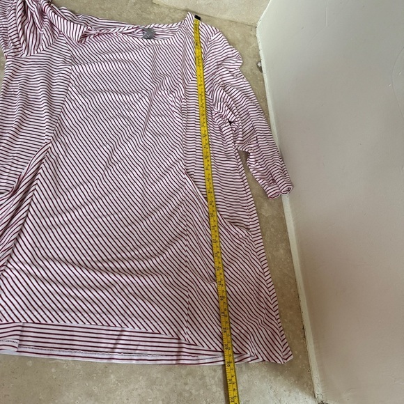 Chicos Red Asymmetrical Stripe 3/4 Sleeve Pockets Tunic Womens Size 12 Top - Picture 11 of 15